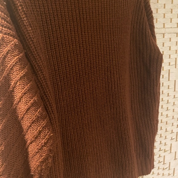 Dex Brown Long Sleeve Crisscross Knit Sweater Size L - Picture 4 of 7